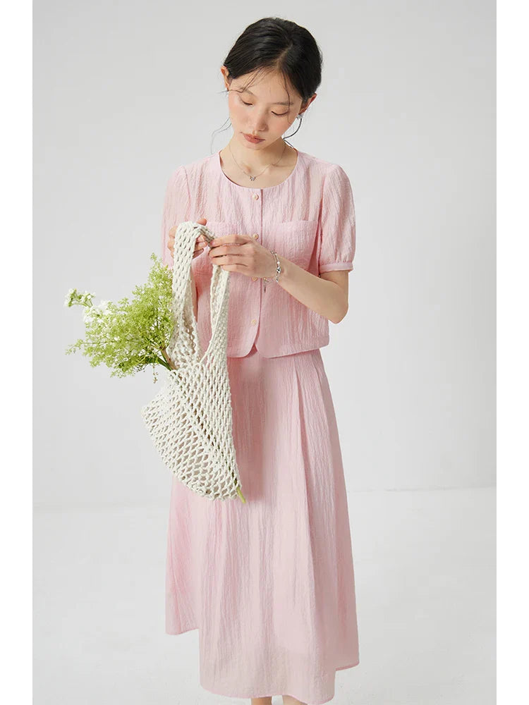 Avslappnad mjuk, lös topp och kjolset