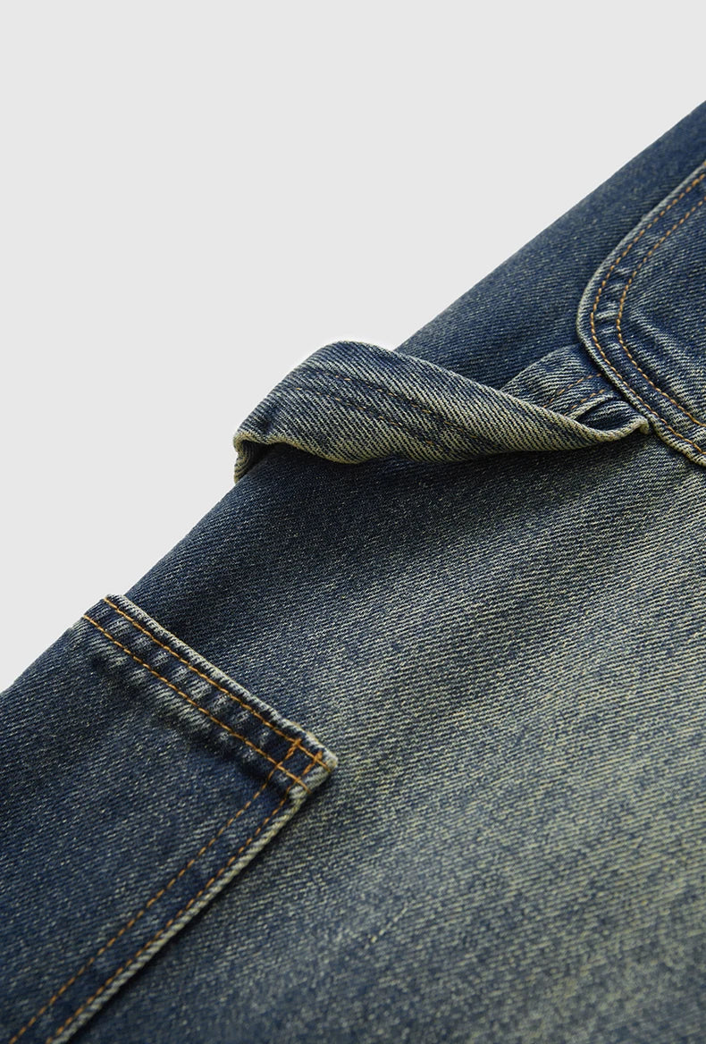 Retrotvättade jeans med vida ben