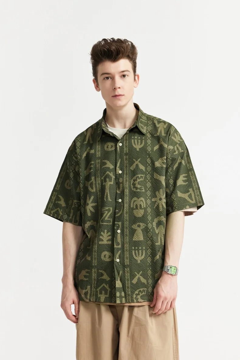 Tryckt Seersucker-skjorta