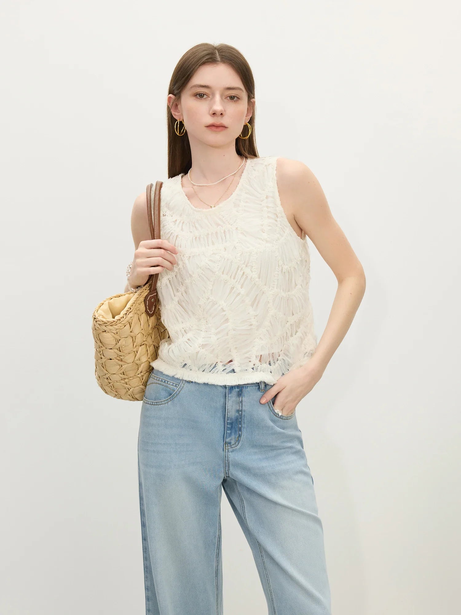 Beige mångsidig ärmlös topp