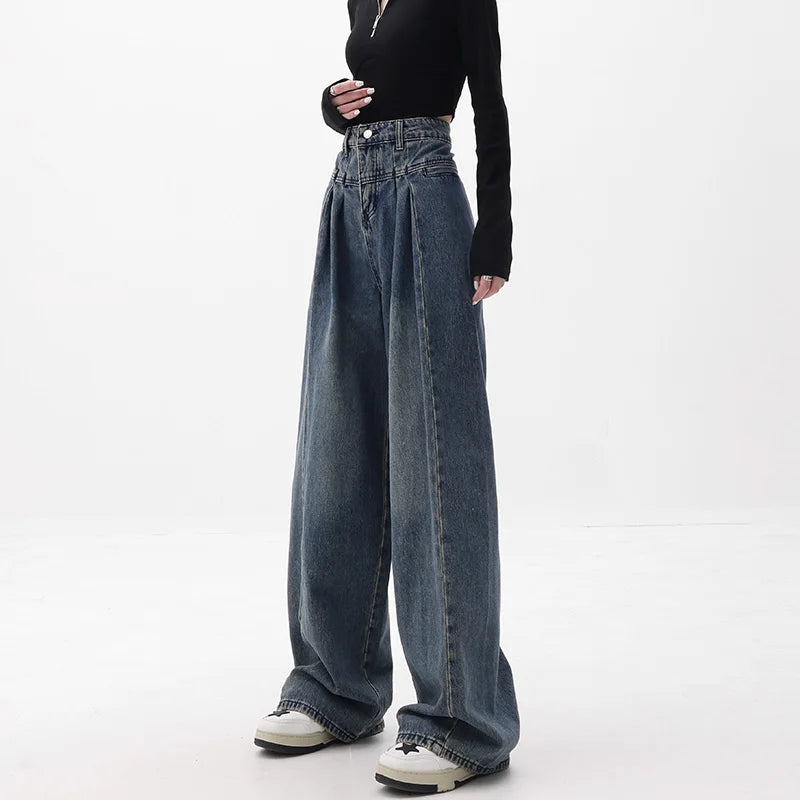 Högmidjade jeans med vida ben