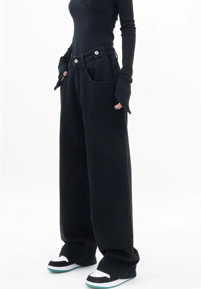 Casual jeans med hög midja