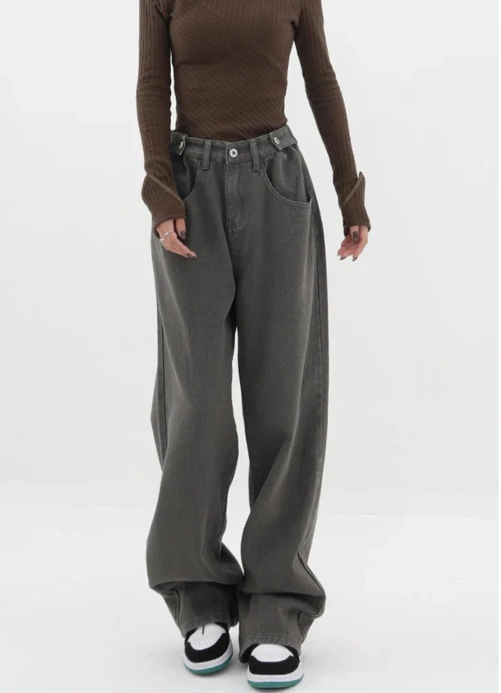 Casual jeans med hög midja