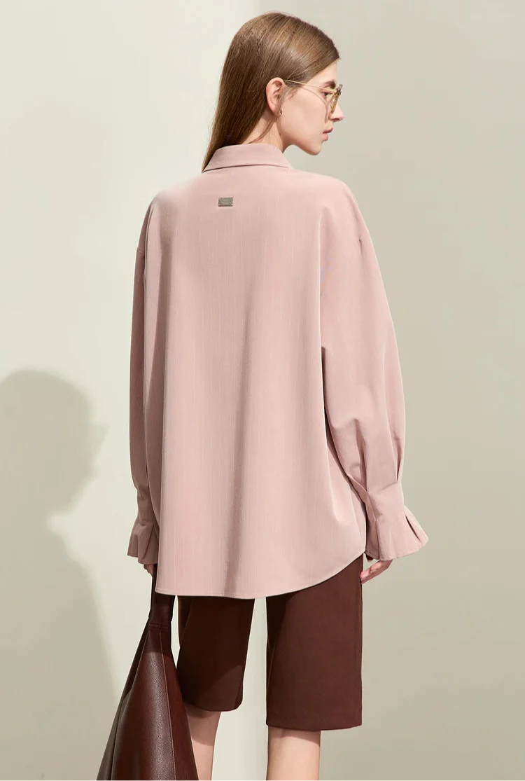 Randig skjorta med lång ärm och lös passform