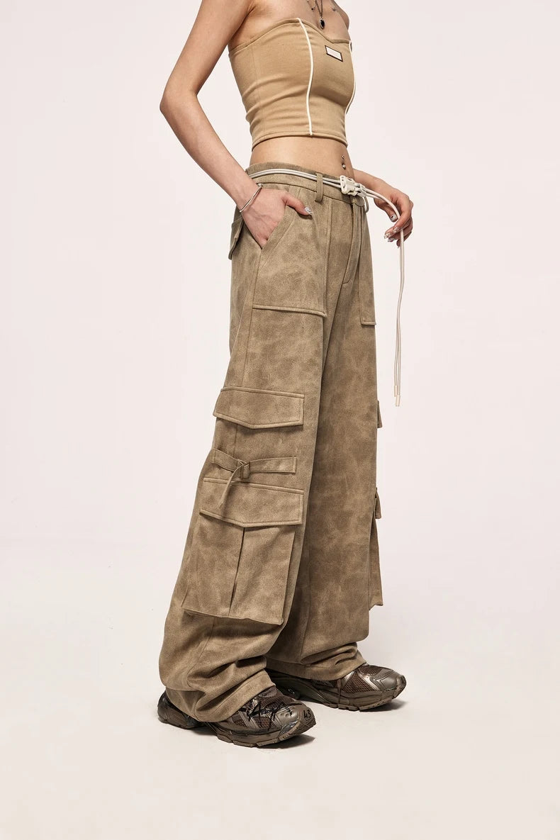 Vintage Distressed Mocka Cargo Byxor