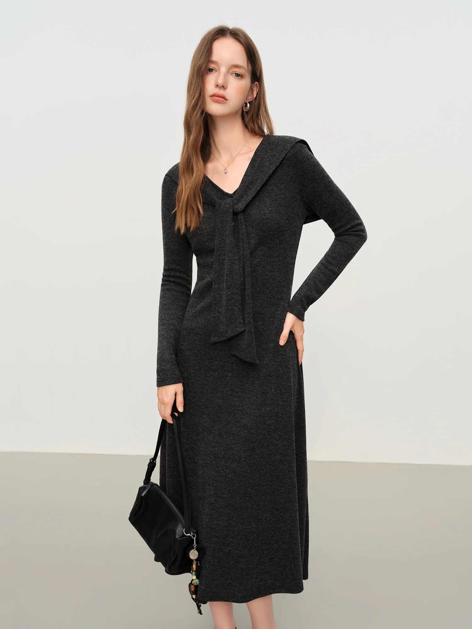 Slankande A-linjeformad Grå Klänning