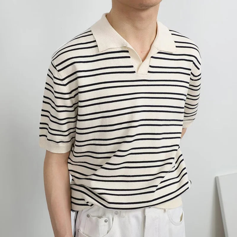 Avslappnad randig pikétröja