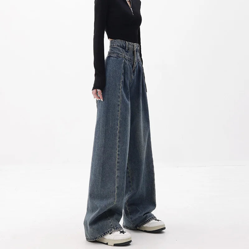 Högmidjade jeans med vida ben