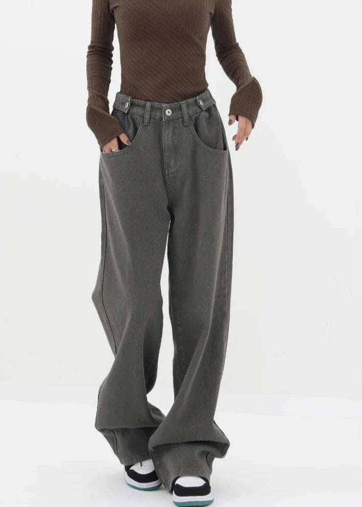 Casual jeans med hög midja