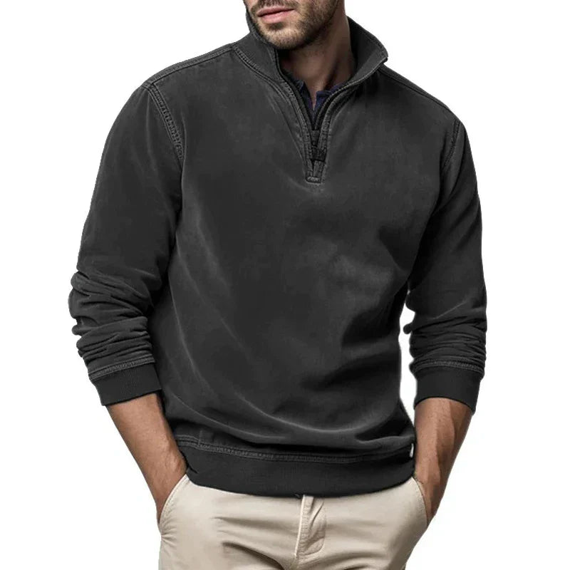 Vintage sweatshirt med halv dragkedja