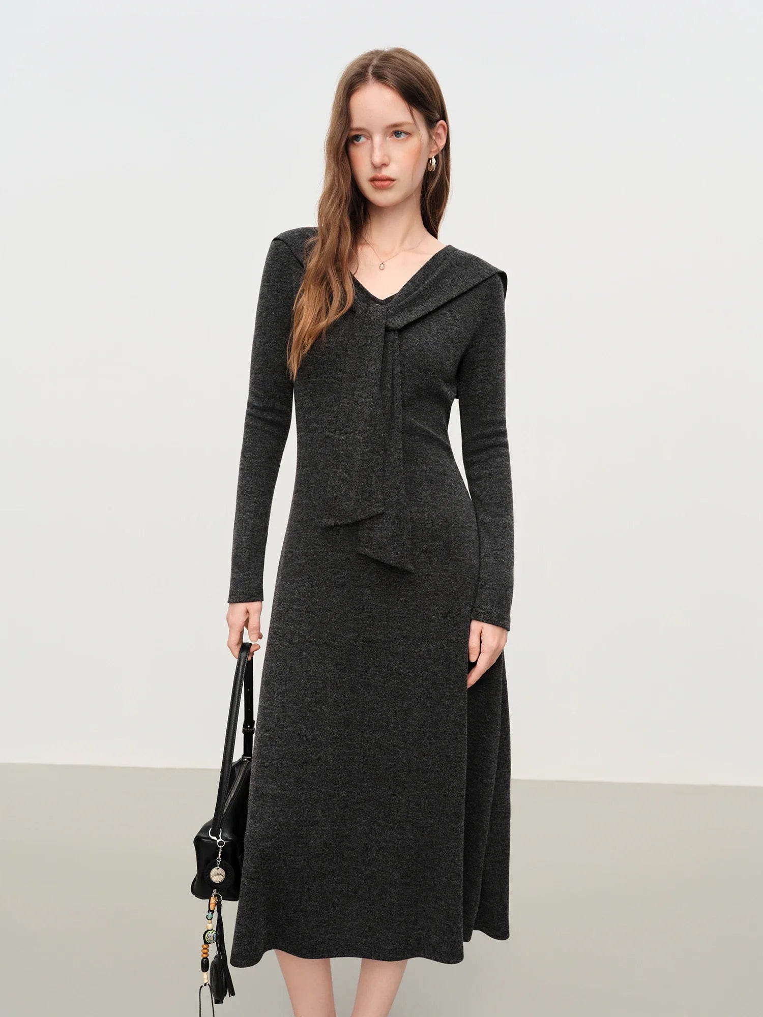 Slankande A-linjeformad Grå Klänning