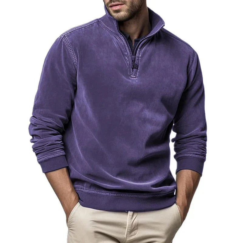 Vintage sweatshirt med halv dragkedja