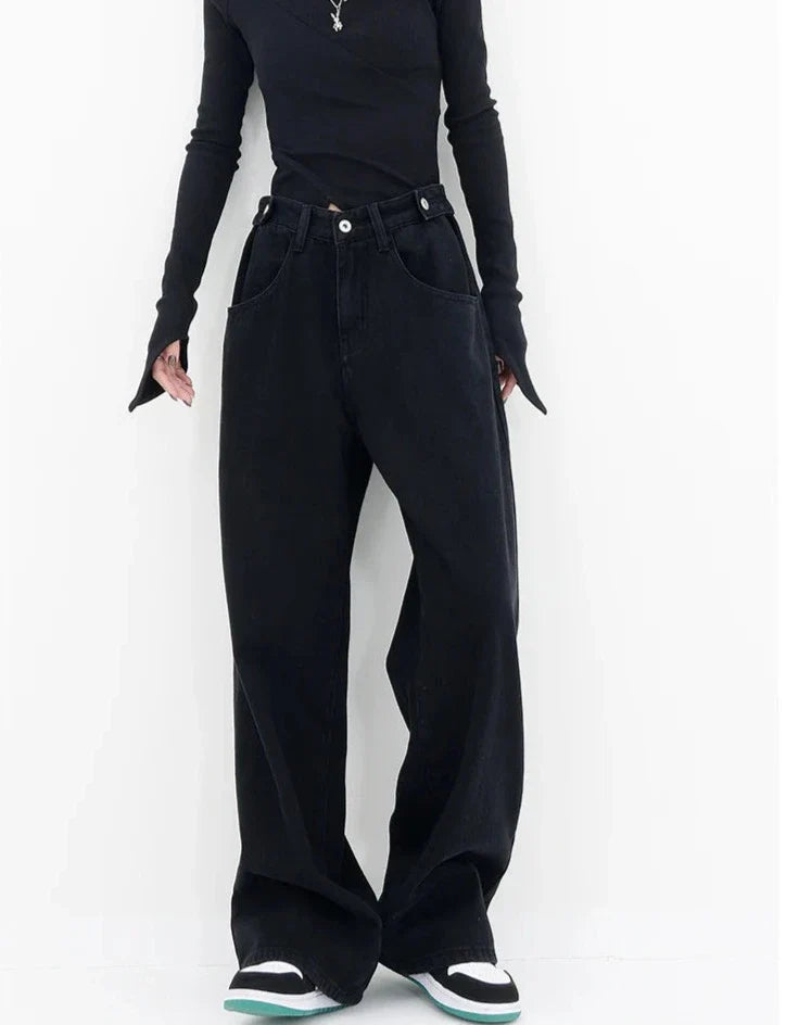 Casual jeans med hög midja