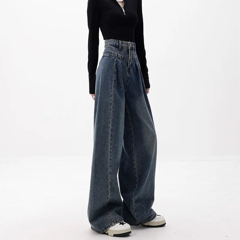 Högmidjade jeans med vida ben