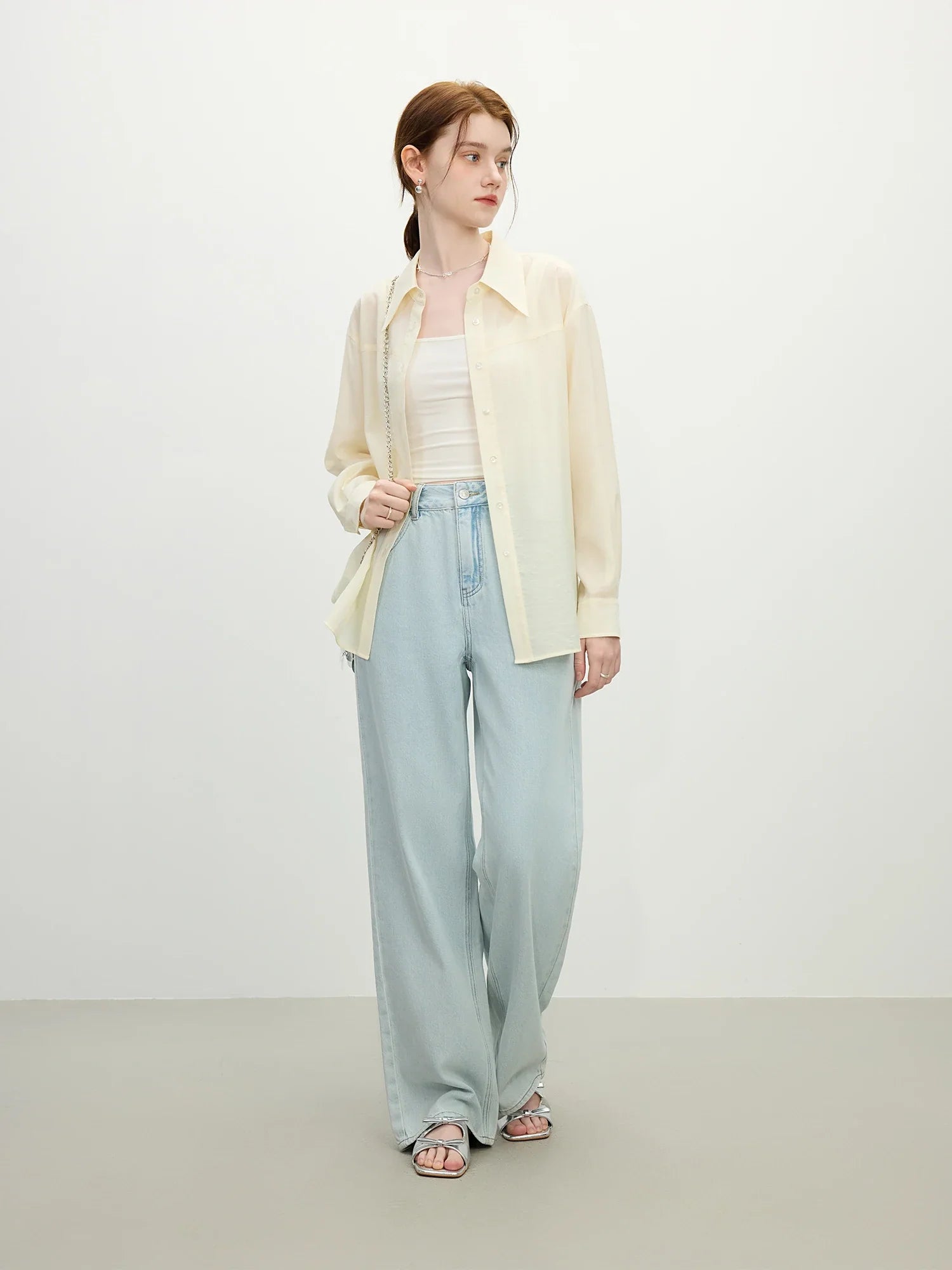 Raka jeans med hög midja