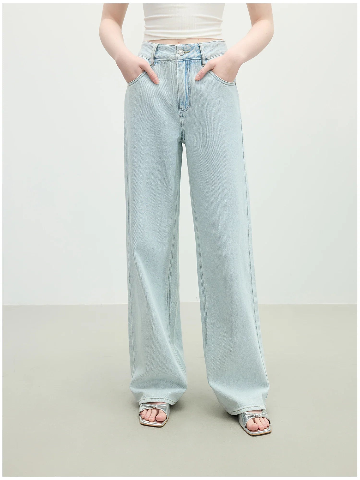 Raka jeans med hög midja