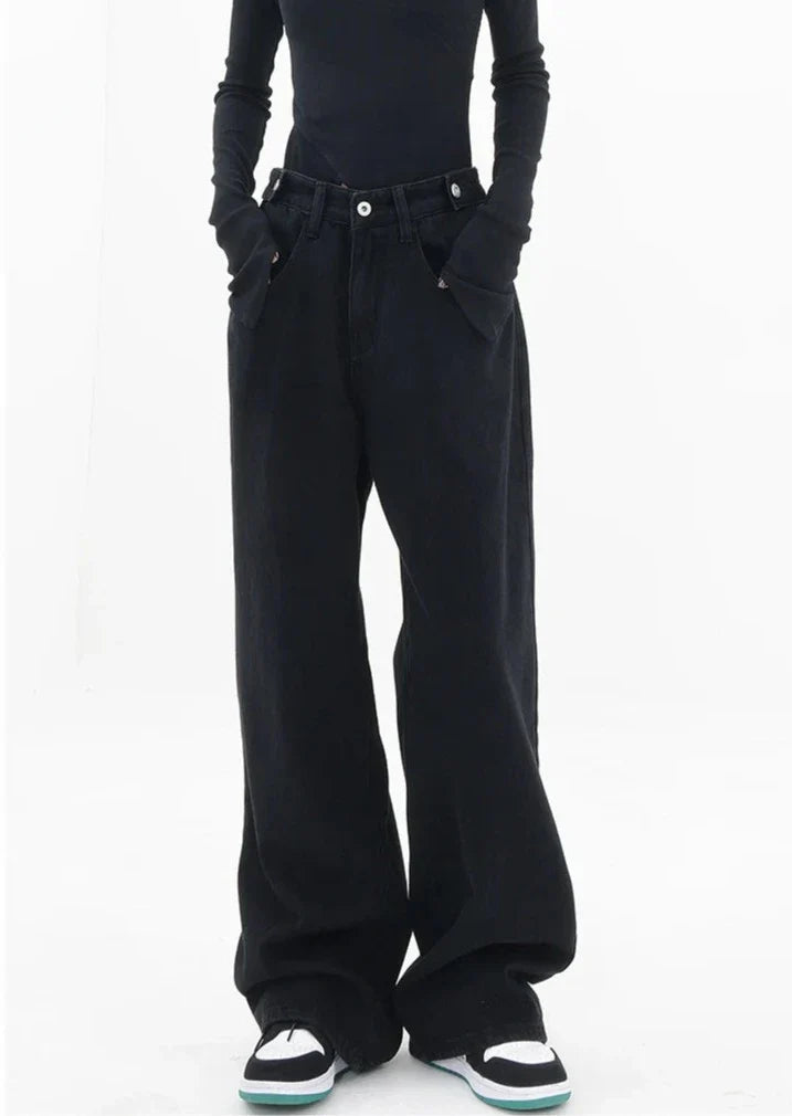 Casual jeans med hög midja