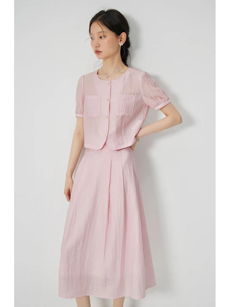 Avslappnad mjuk, lös topp och kjolset