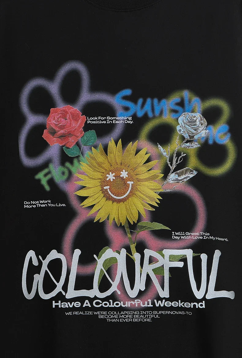 T-shirt med graffiti solros