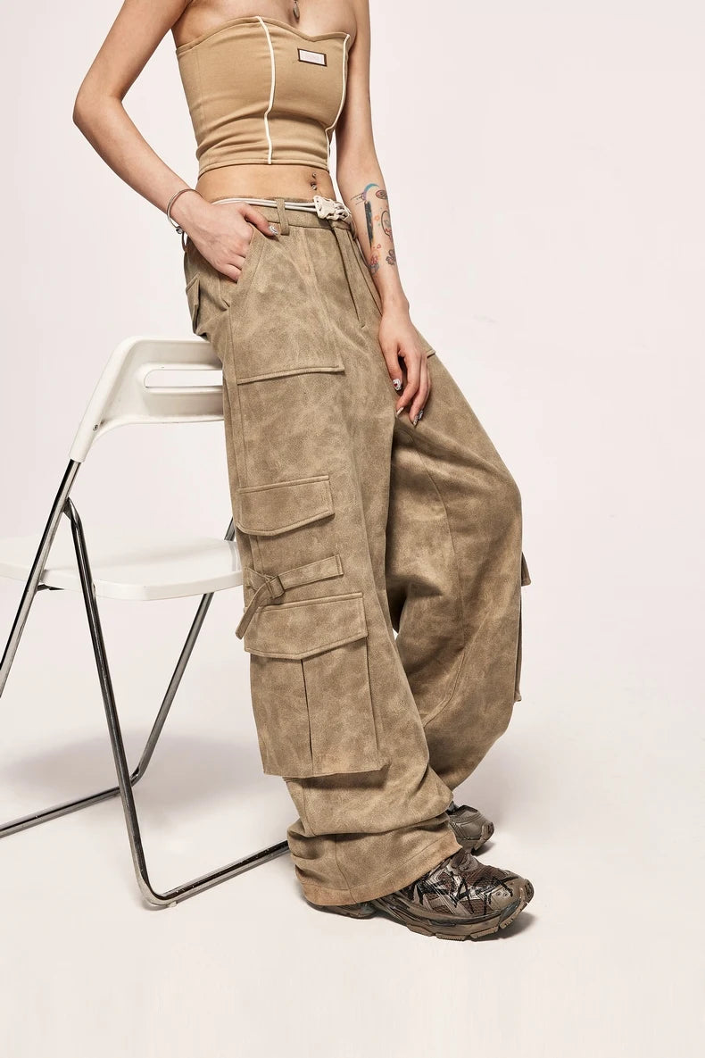 Vintage Distressed Mocka Cargo Byxor