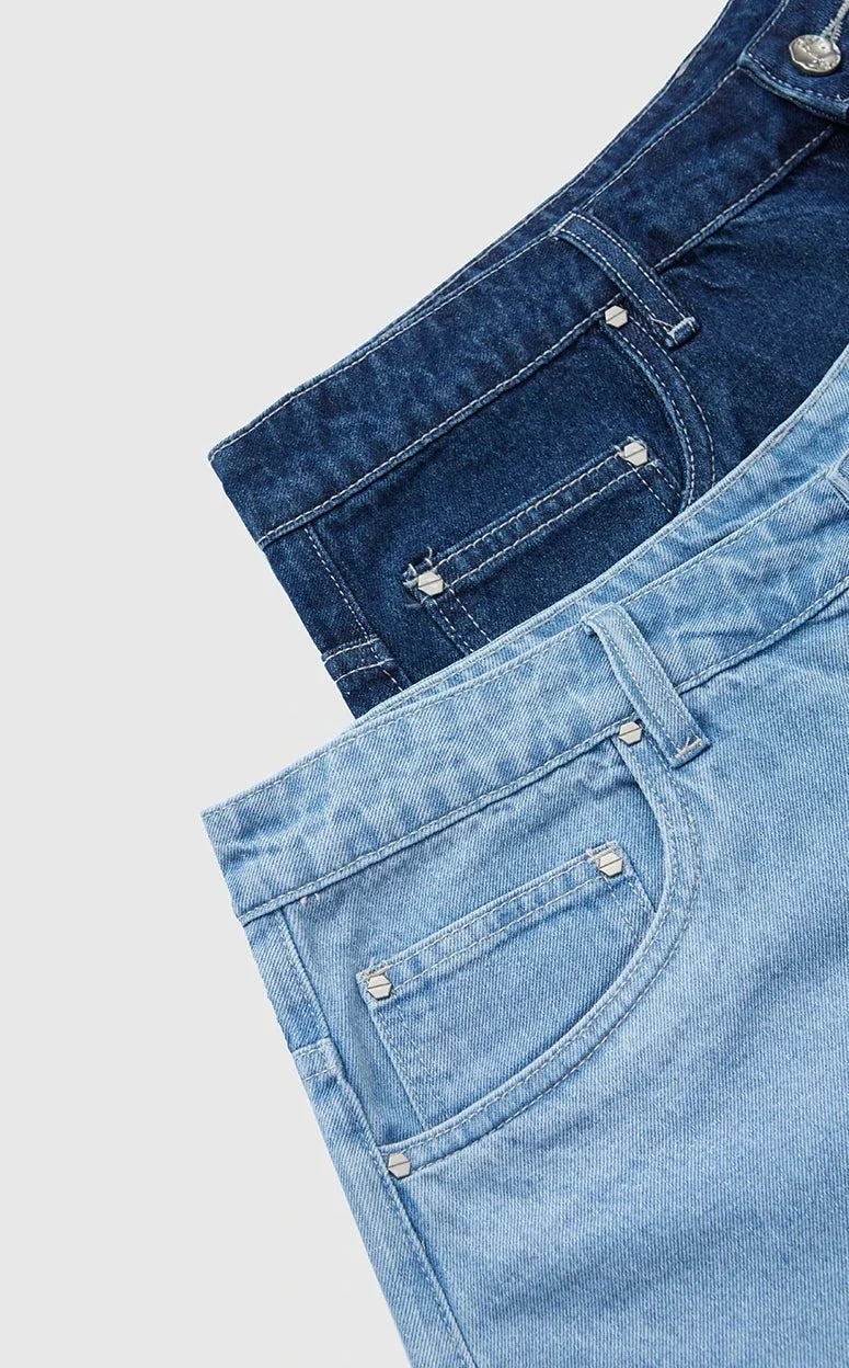 Vintage tvättade jeansshorts med raka ben