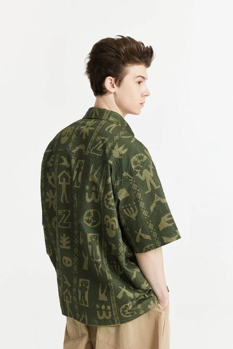 Tryckt Seersucker-skjorta