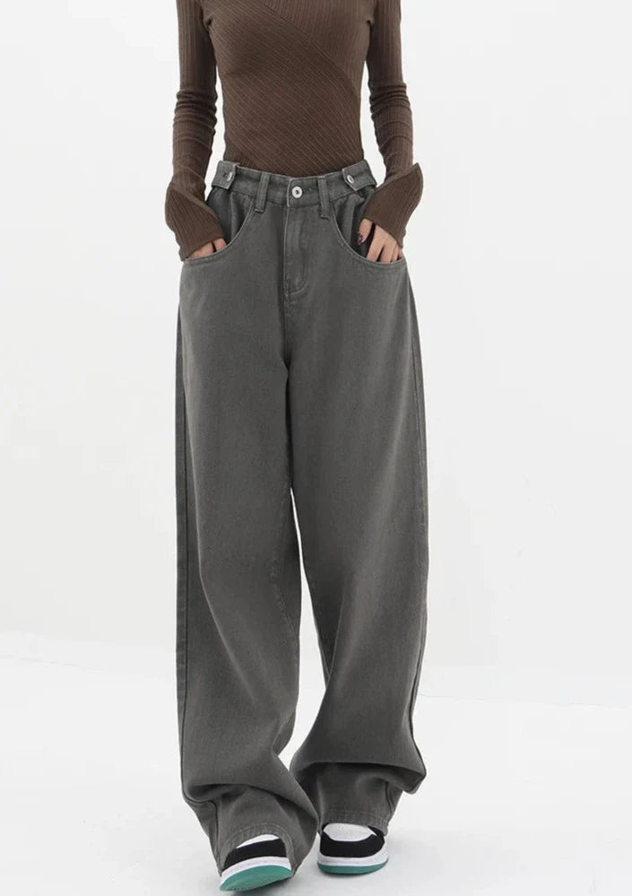 Casual jeans med hög midja