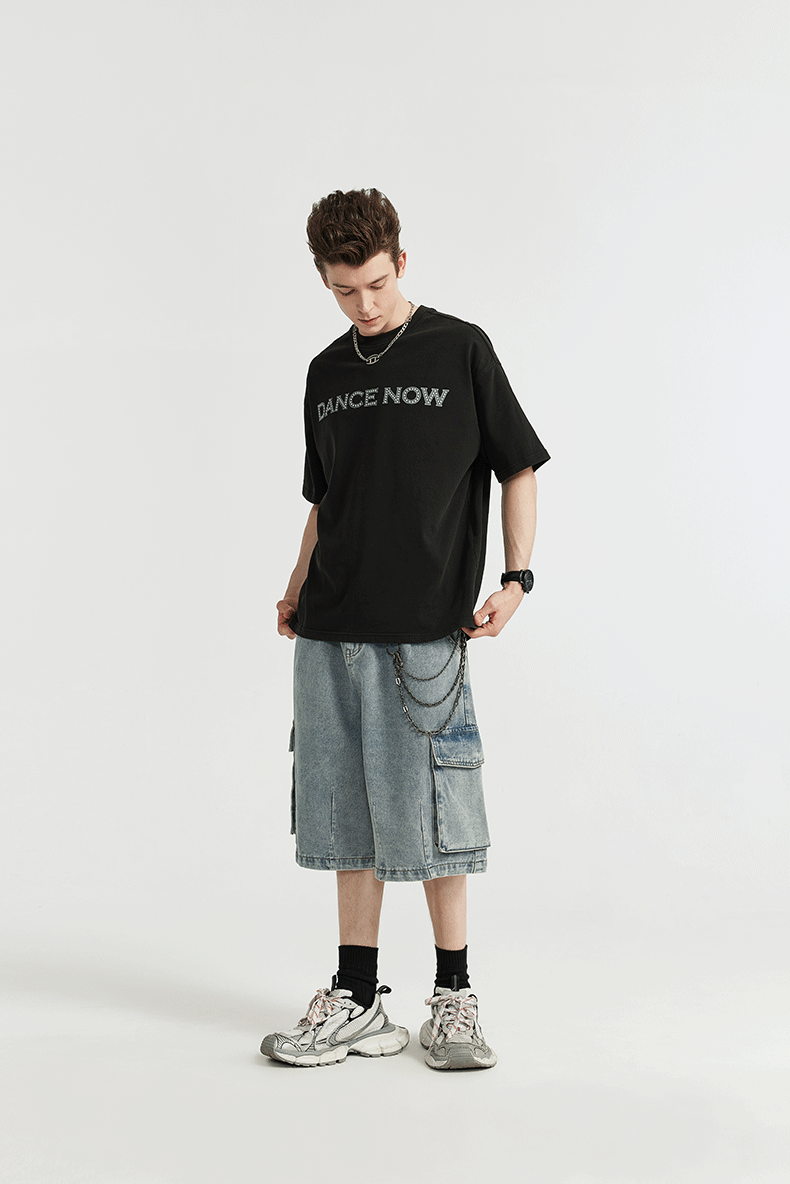 Cargo Jeans Shorts i brett snitt