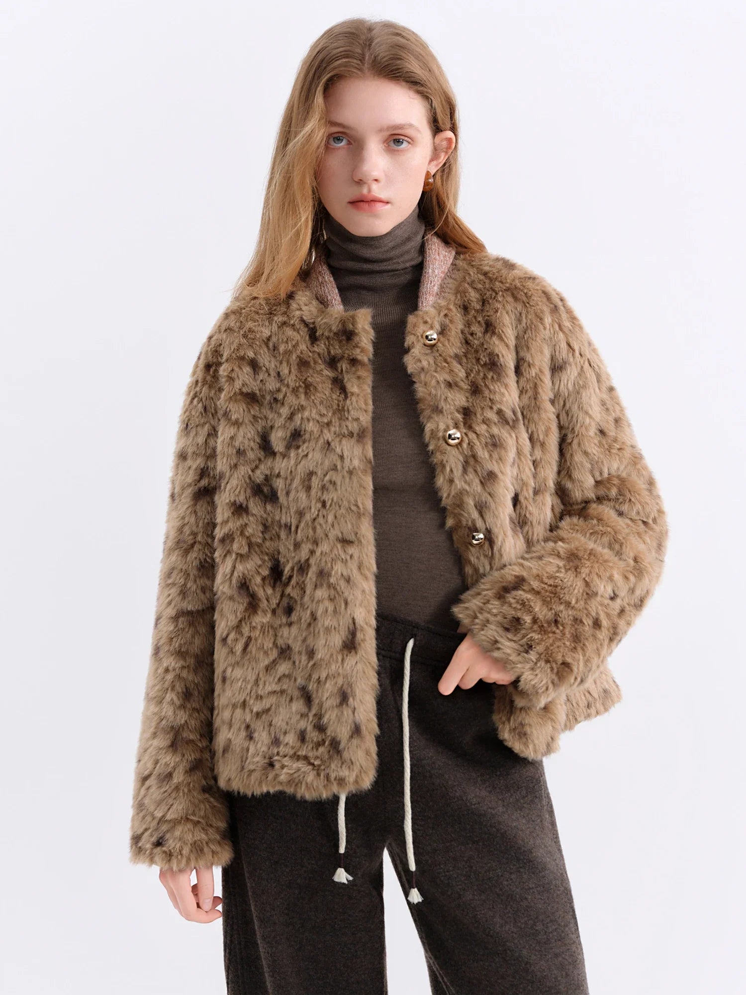 Leopardpälsjacka