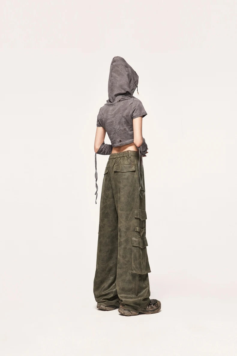 Vintage Distressed Mocka Cargo Byxor