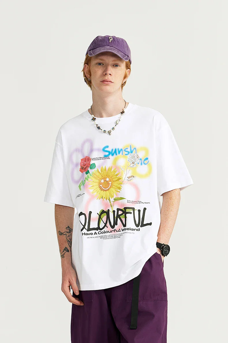 T-shirt med graffiti solros