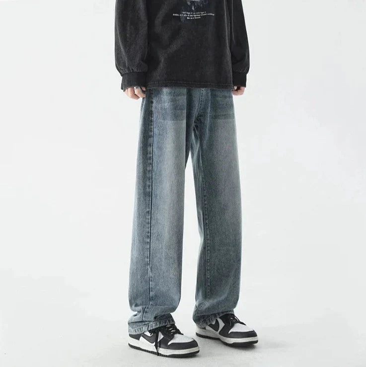 Retro lösa raka jeans