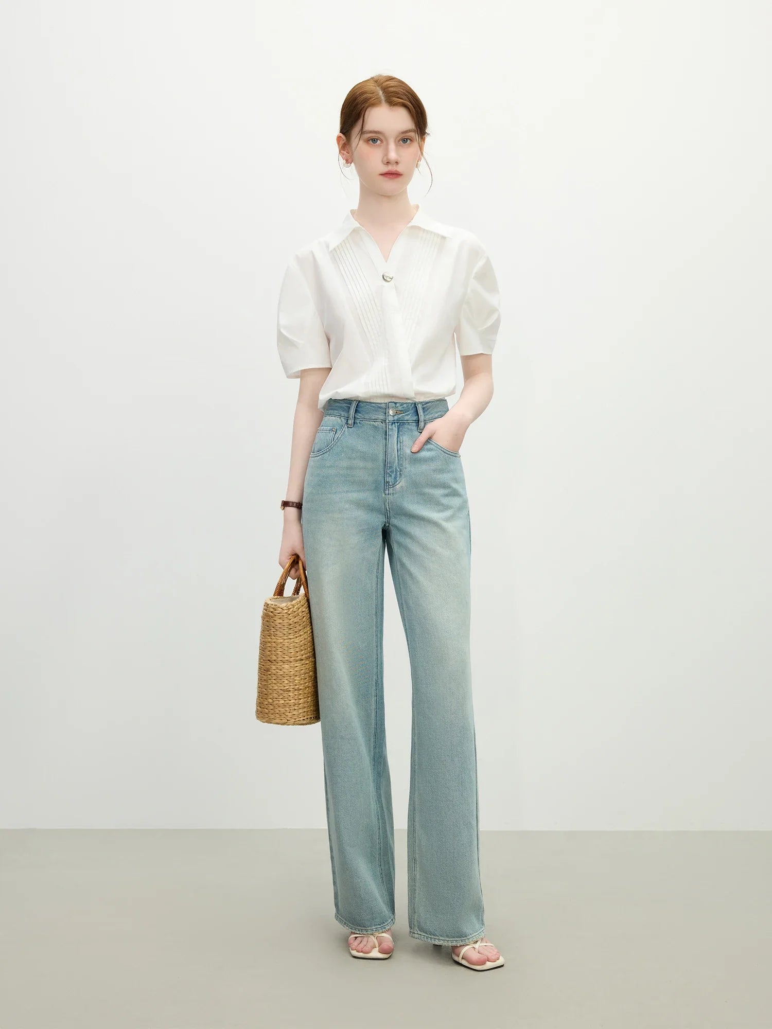 Raka jeans med hög midja