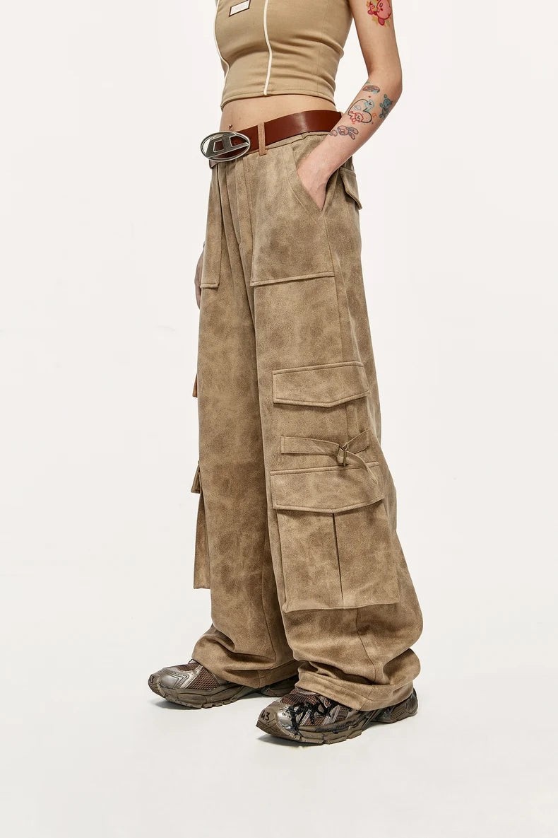 Vintage Distressed Mocka Cargo Byxor