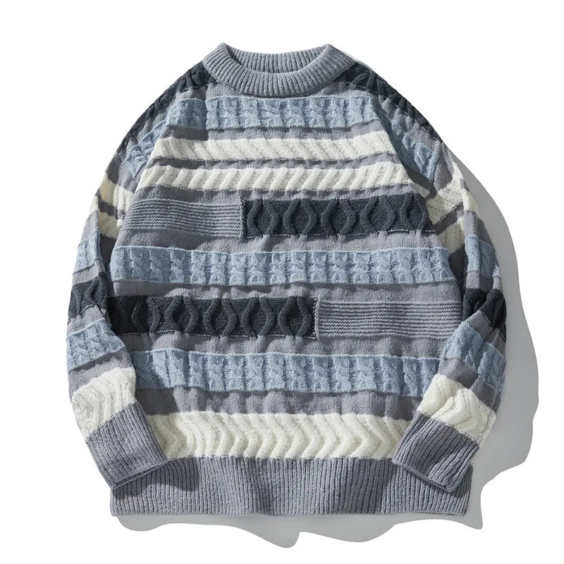 Kontrasterande brokadtröja med patchwork