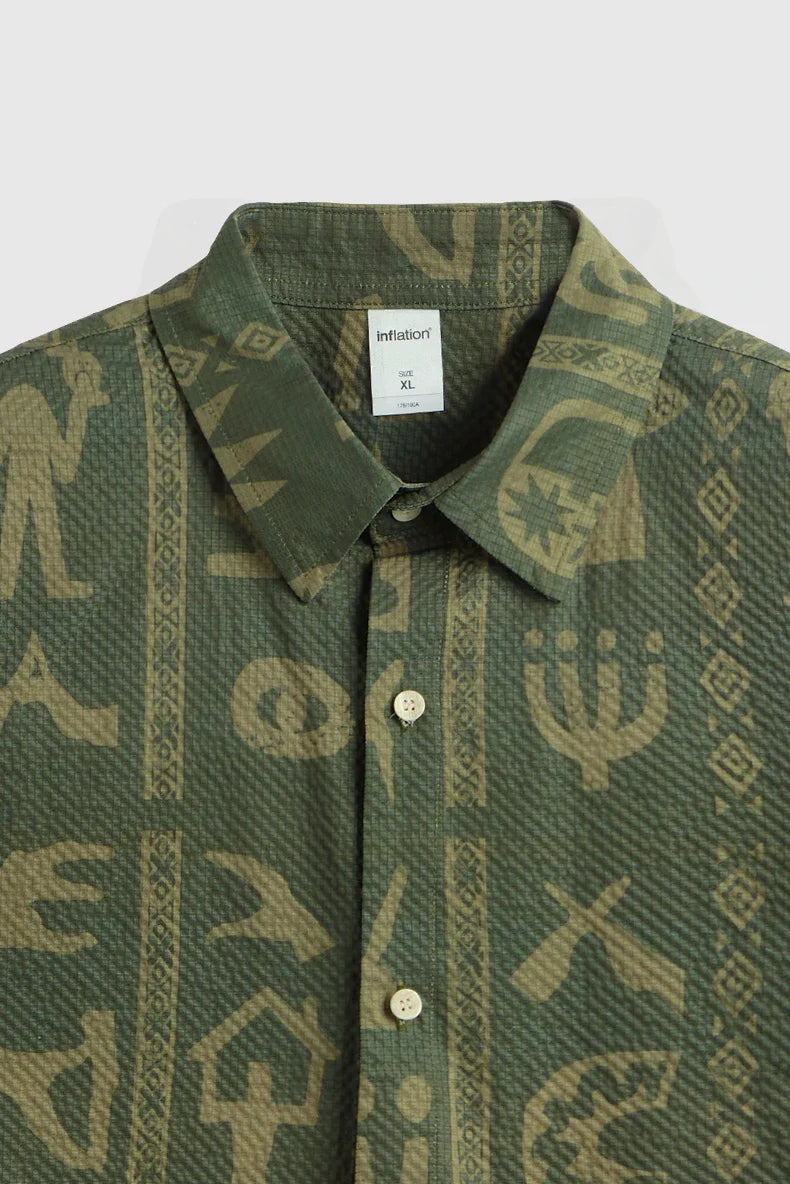 Tryckt Seersucker-skjorta