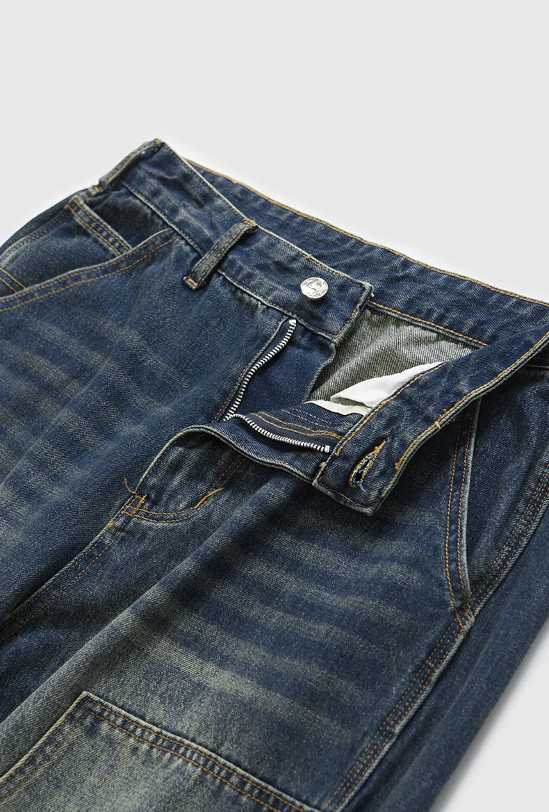 Retrotvättade jeans med vida ben