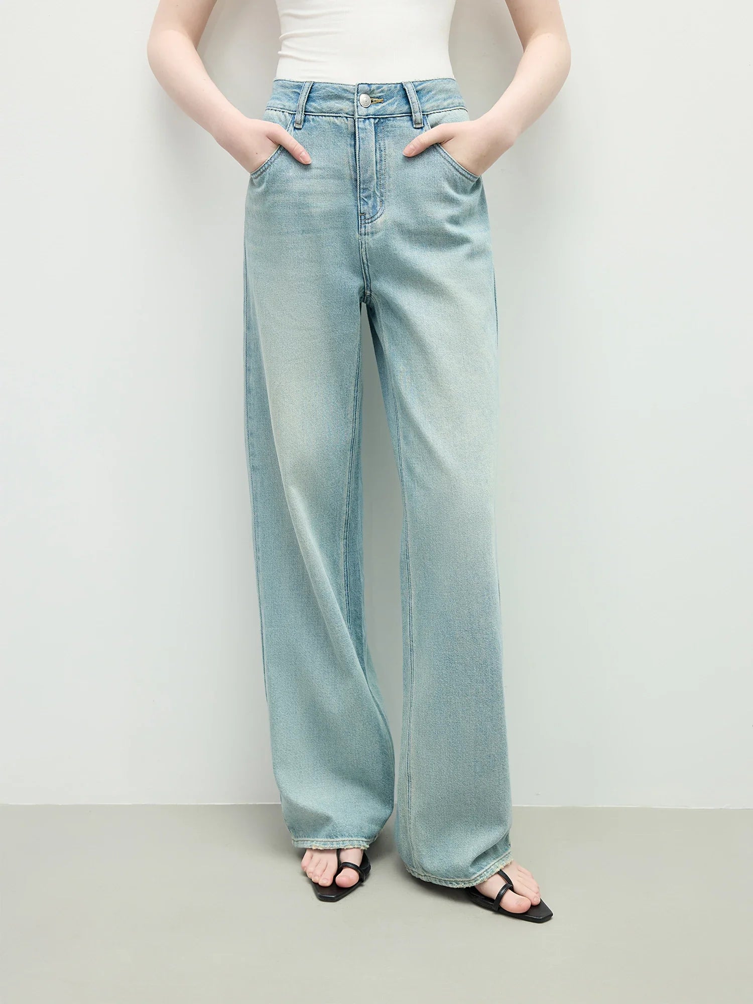 Raka jeans med hög midja