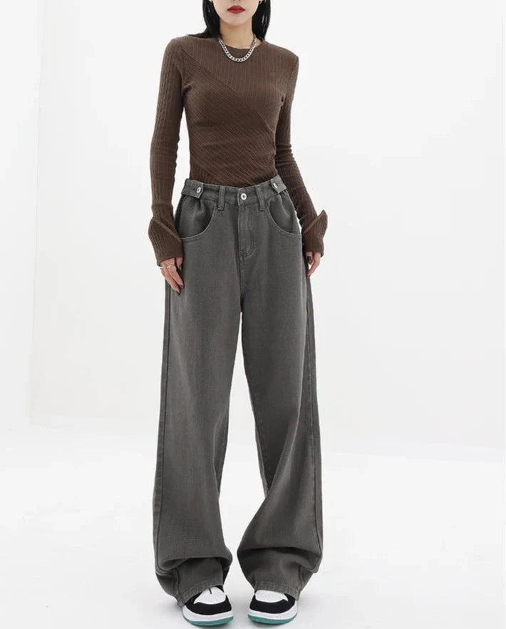 Casual jeans med hög midja
