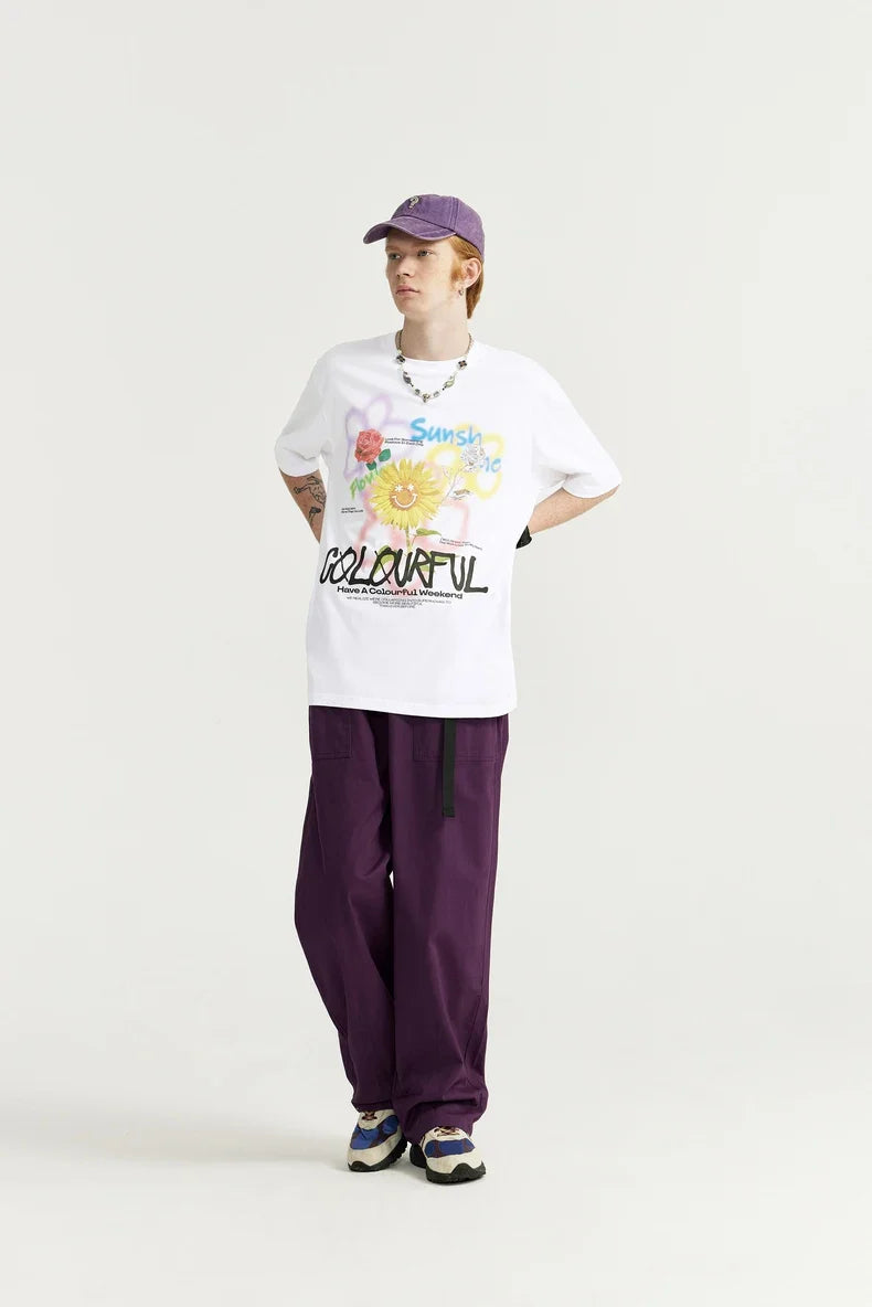 T-shirt med graffiti solros