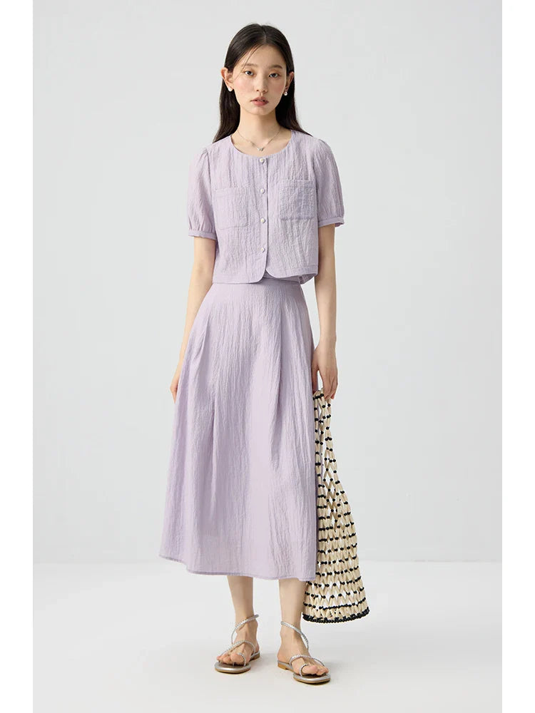 Avslappnad mjuk, lös topp och kjolset