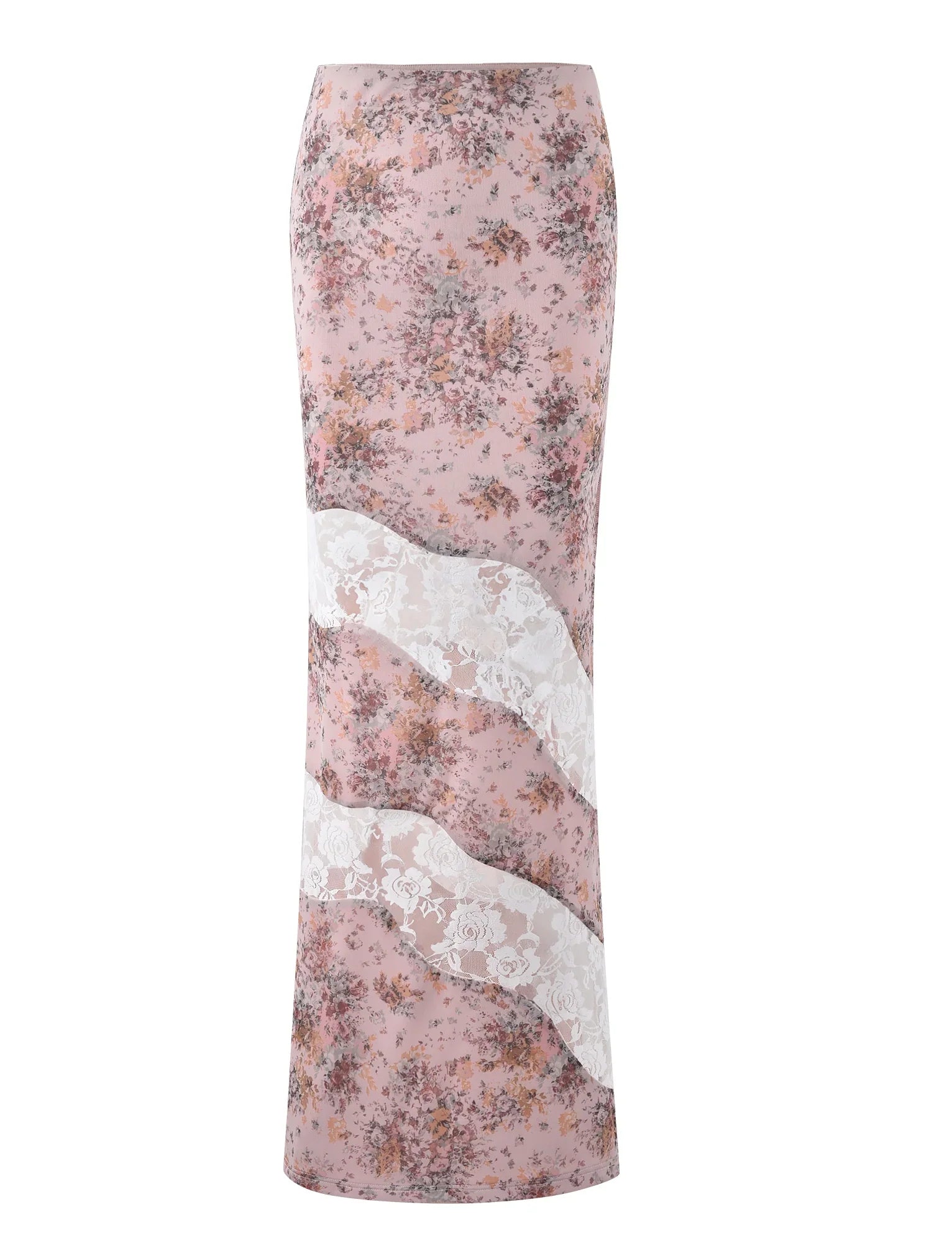 Ärmlös blommig rosa topp med maxikjol