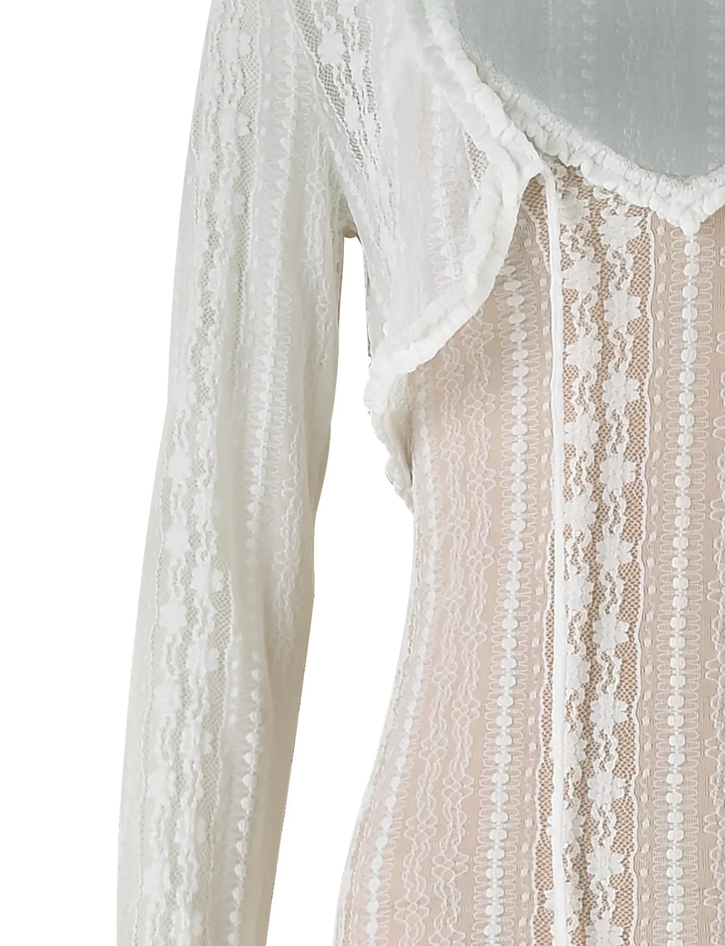 Elegant stickad vit maxiklänning