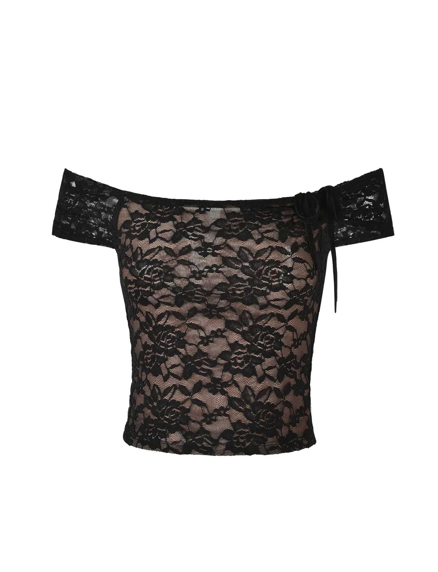 Off shoulder topp med blommig textur