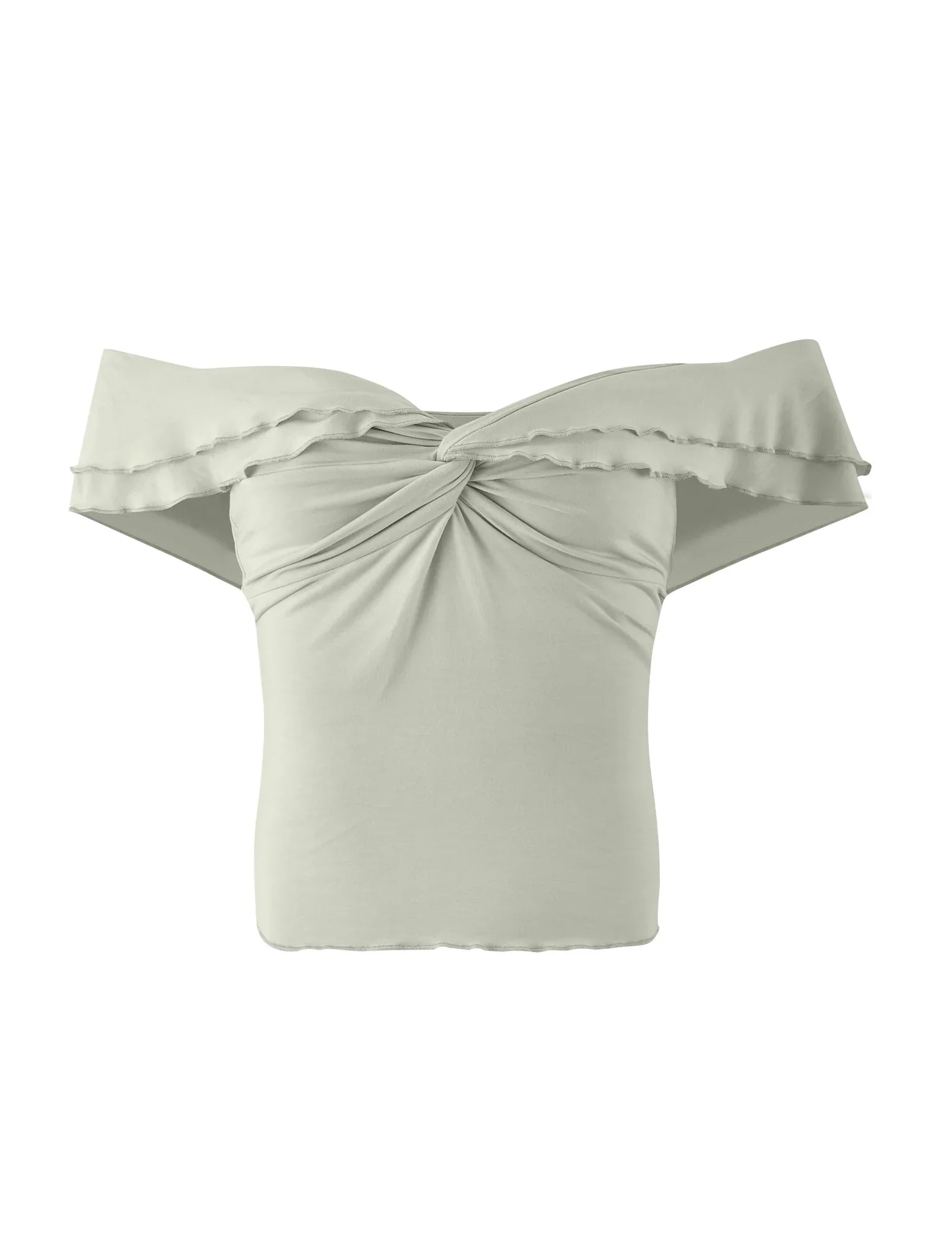 Texturerad tvinnad grön topp med shorts