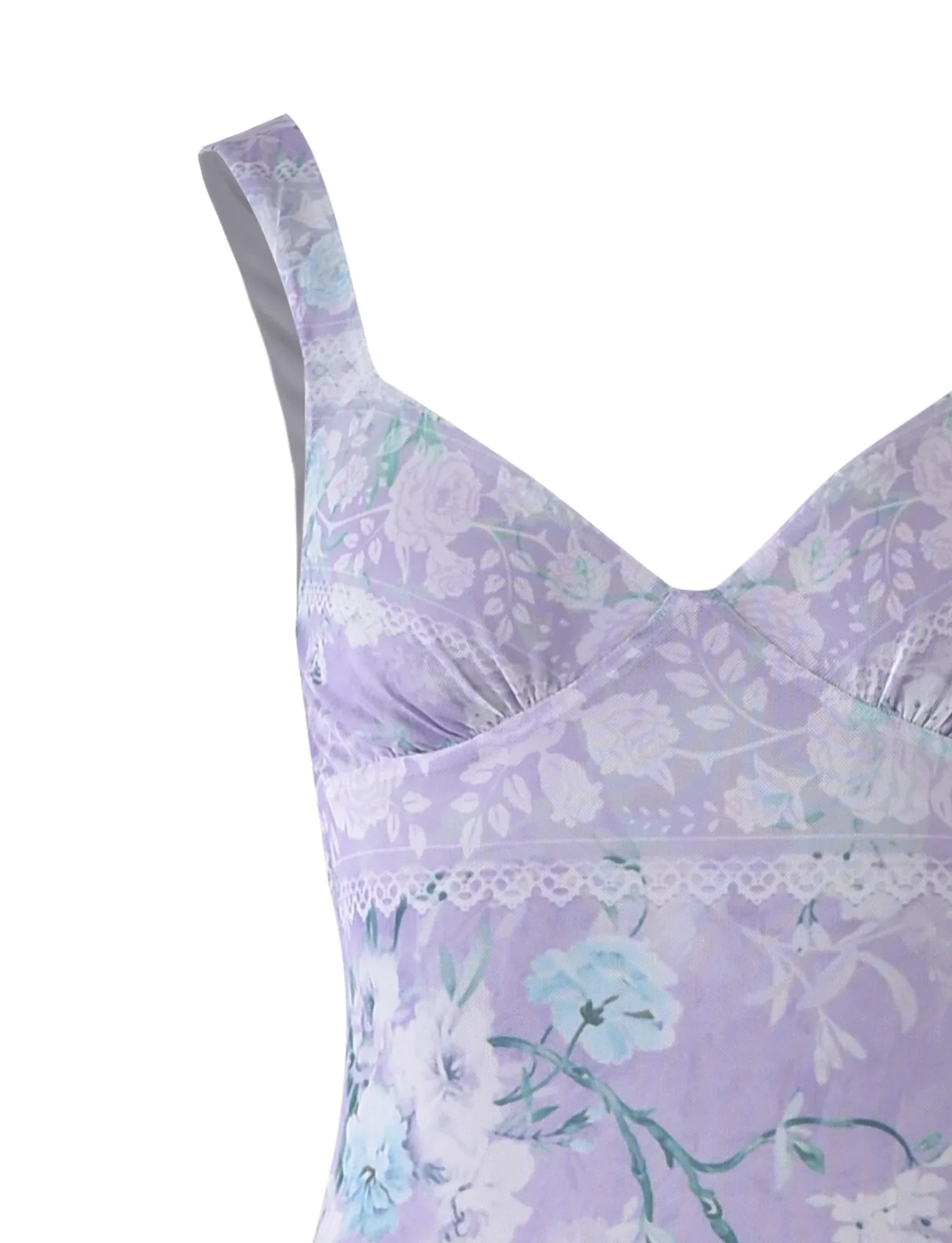 Lila blommig maxiklänning