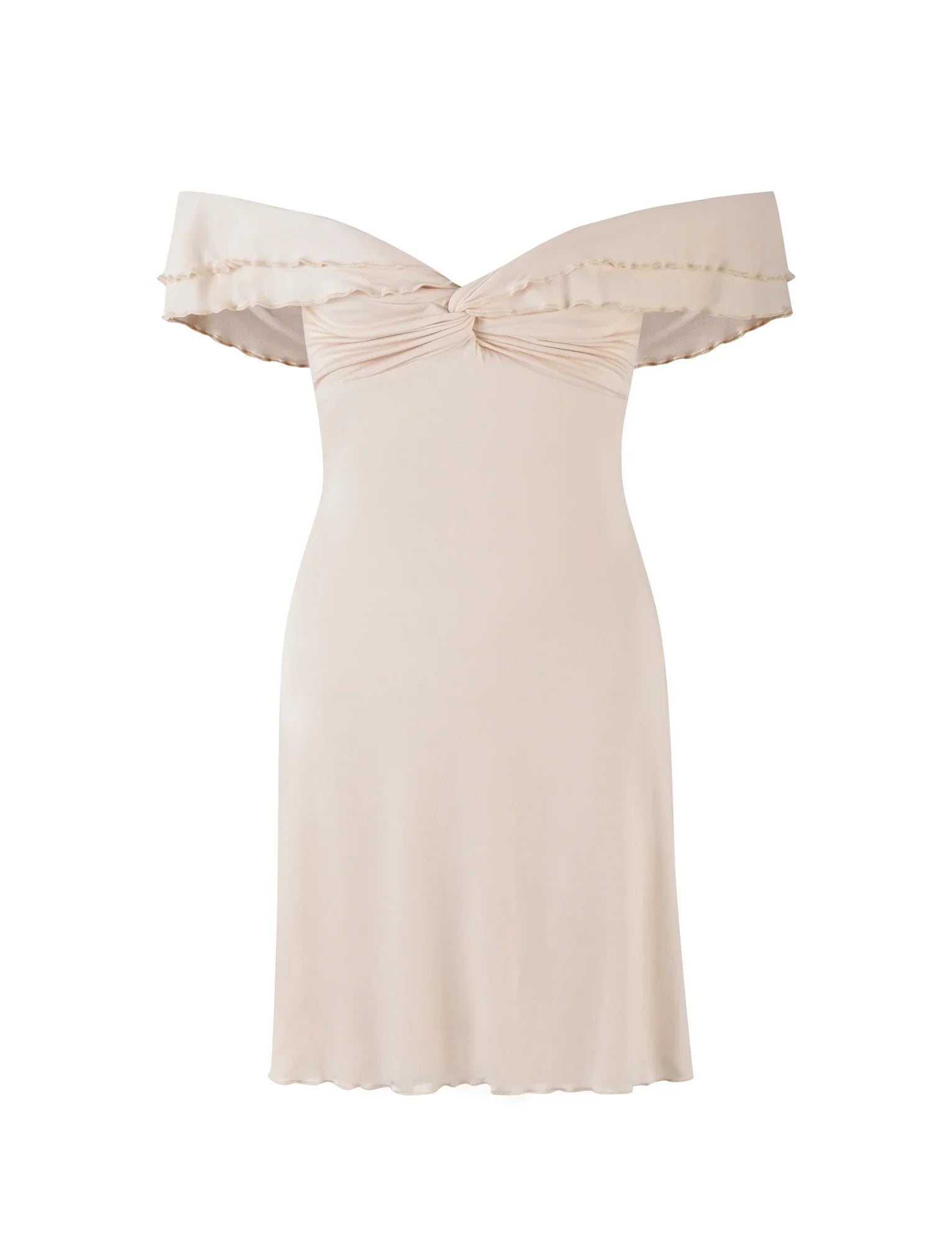 Tvinnad beige miniklänning