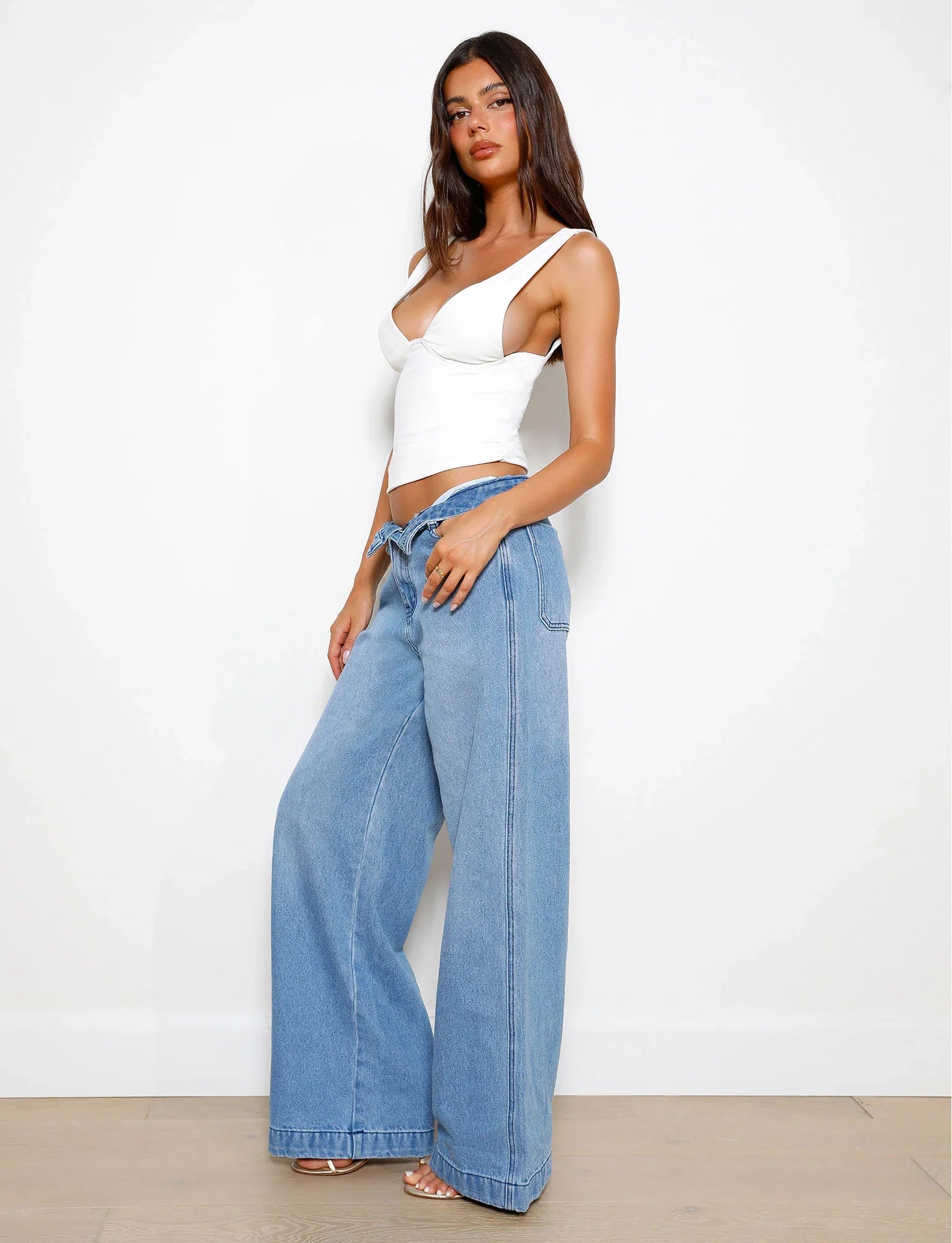 Lösa jeans med hög midja