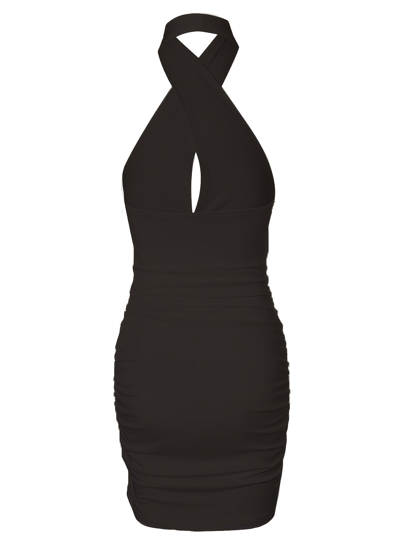 Smal grimklänning utan rygg med volanger och volanger