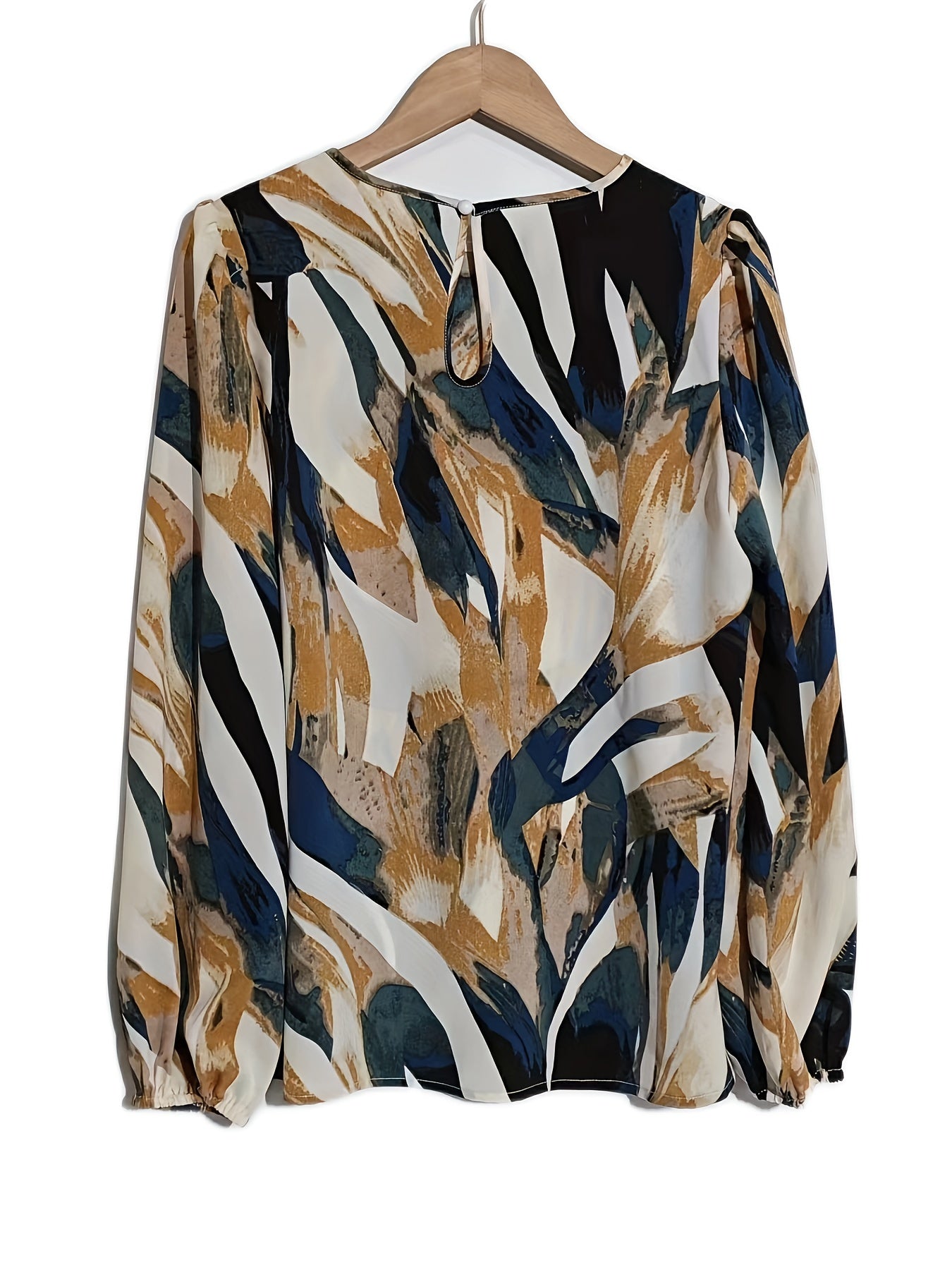 Blus med blommönster och lyktaärmar